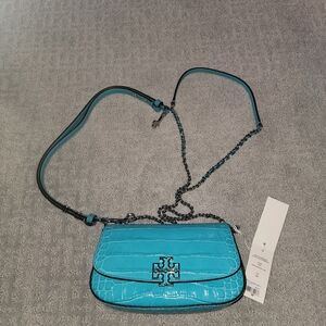 Tory Burch Britten Embossed Convertible Crossbody in Ocean Meadow
